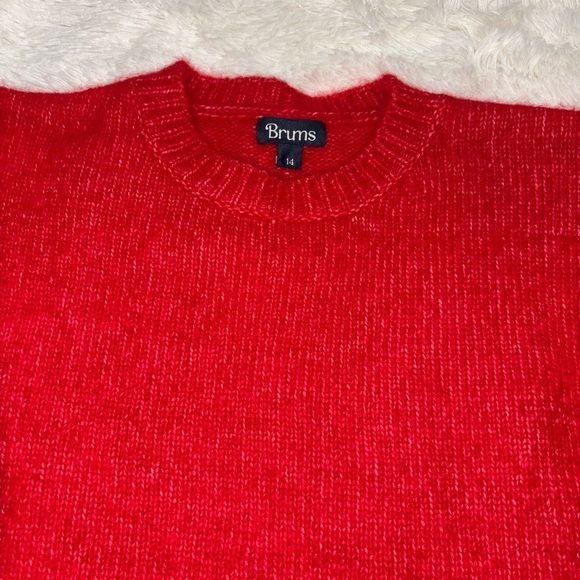 BRUMS MILANO Vibrant Red Crew Neck Sweater, cropped, made in Italy🇮🇹, size 14 /S - Picture 5 of 12